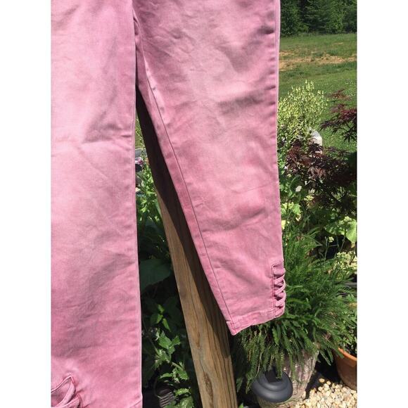 Soft surroundings womens pull on capris S fairy pants dusty rose pink lace up - Picture 3 of 10